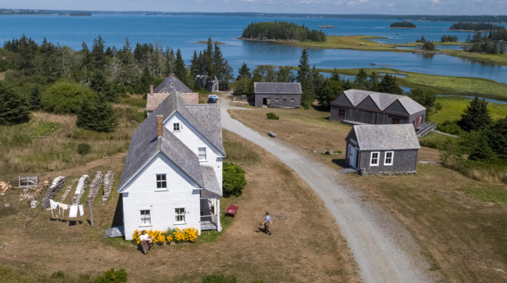 Aerial view of The Historic Acadian Village of Nova Scotia.