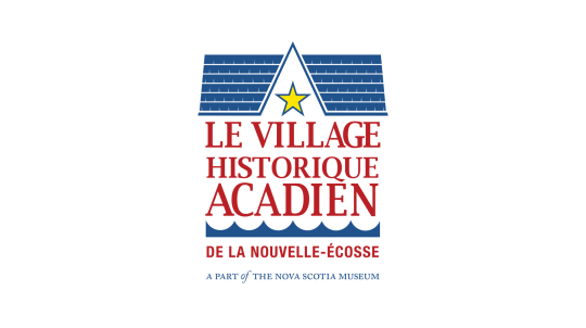 Historic Acadian Village of Nova Scotia logo on a white background.